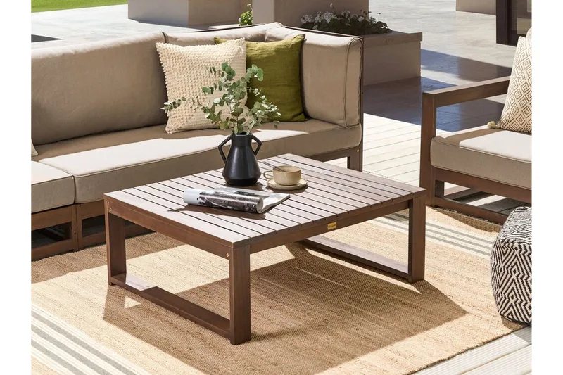 Des Moines Sidobord och Soffbord Utomhus 90 cm Trä - mörkbrun - Utemöbler - Trädgårdsbord & Utebord - Sidobord utomhus