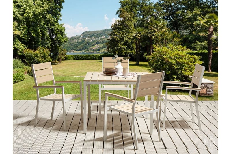 EDMUNDSTON Matbord Utomhus 95x95 cm Beige/Vit - Utemöbler - Trädgårdsbord & Utebord - Matbord ute
