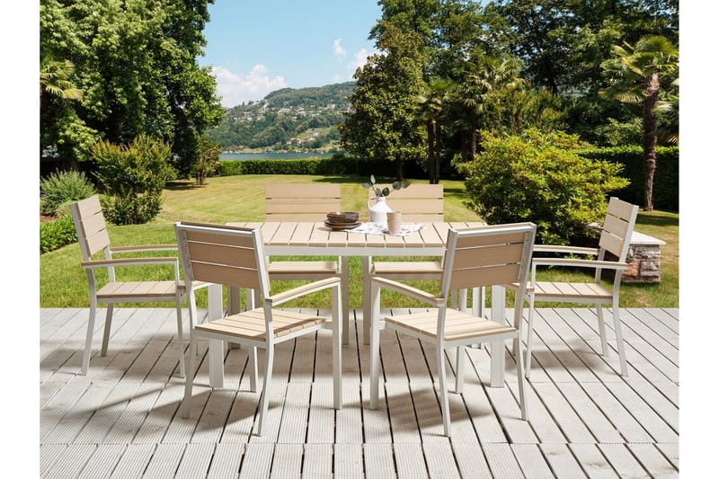 GROSSETO Matbord Utomhus 150x90 cm Beige/Vit - Utemöbler - Trädgårdsbord & Utebord - Matbord ute
