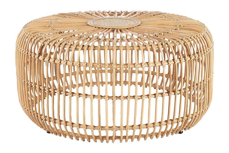 Hartnoy Runt Sidobord och Avlastningsbord Utomhus 85 cm Konstrotting, Beige/Natural