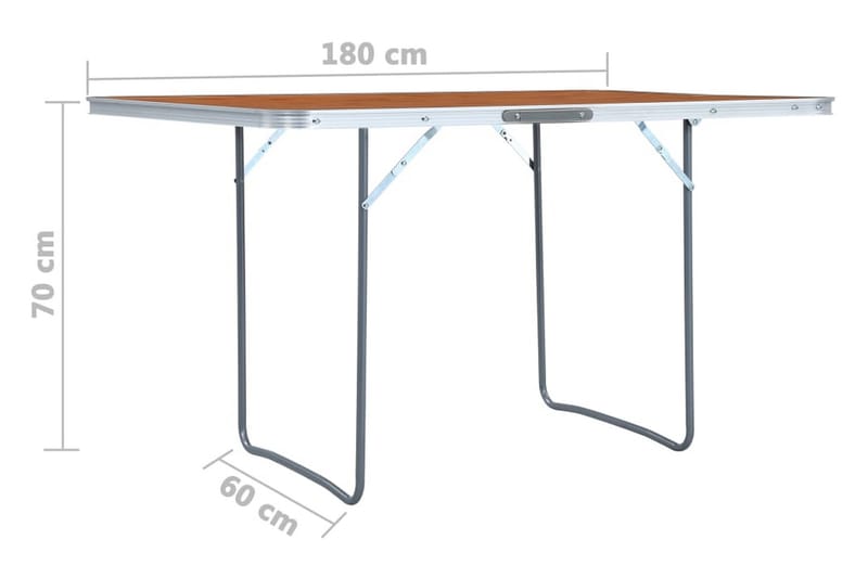 Hopfällbart campingbord aluminium 180x60 cm - Brun - Campingbord