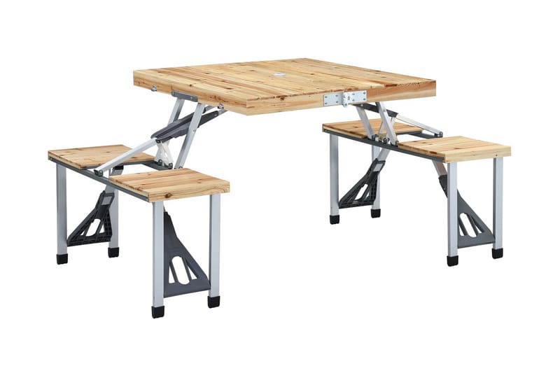 Hopfällbart campingbord med 4 sitsar stål aluminium - Campingbord