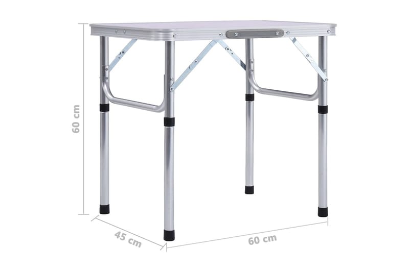 Hopfällbart campingbord vit aluminium 60x45 cm - Vit - Campingbord
