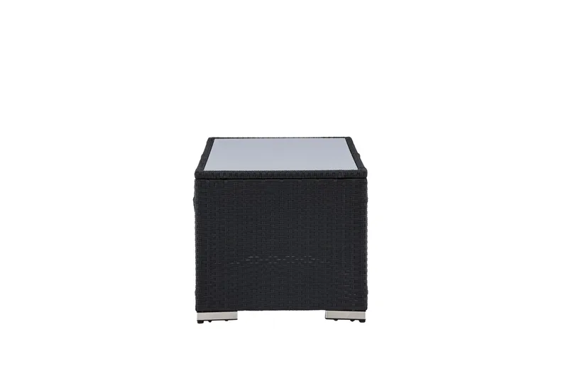 London Soffbord och Loungebord Utomhus 120 cm Konstrotting Glas - Svart - Utemöbler - Trädgårdsbord & Utebord - Sidobord utomhus