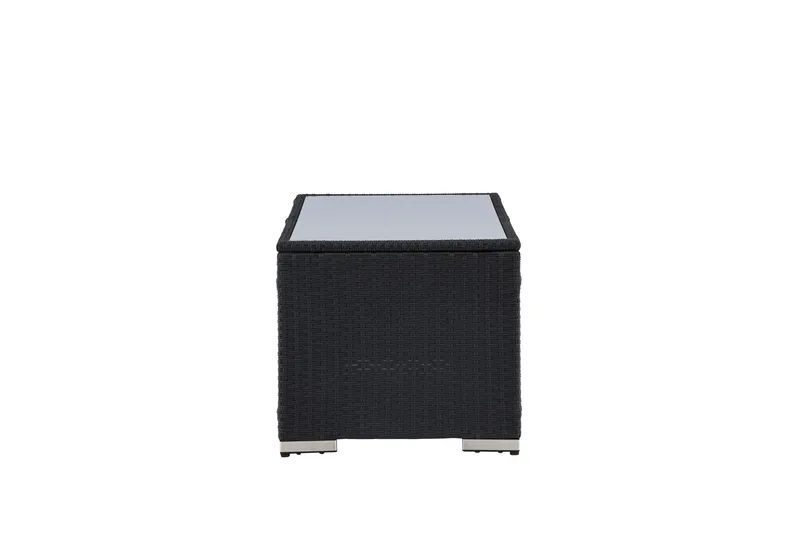 London Soffbord och Loungebord Utomhus 120 cm Konstrotting Glas - Svart - Utemöbler - Trädgårdsbord & Utebord - Sidobord utomhus