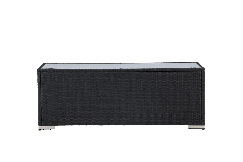 London Soffbord och Loungebord Utomhus 120 cm Konstrotting Glas - Svart - Utemöbler - Trädgårdsbord & Utebord - Sidobord utomhus