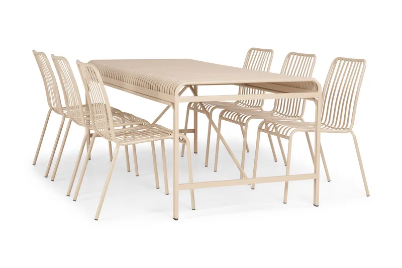 Jarva Stort Rektangulärt Matbord Utomhus 200 cm i metall - Beige - Utemöbler - Trädgårdsbord & Utebord - Matbord ute