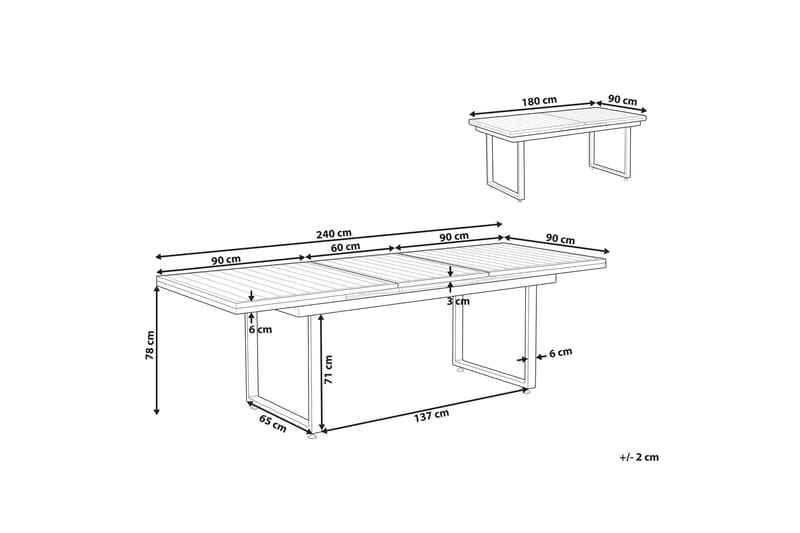 KOALDAL Matbord Utomhus 90x180 cm Svart - Utemöbler - Trädgårdsbord & Utebord - Matbord ute