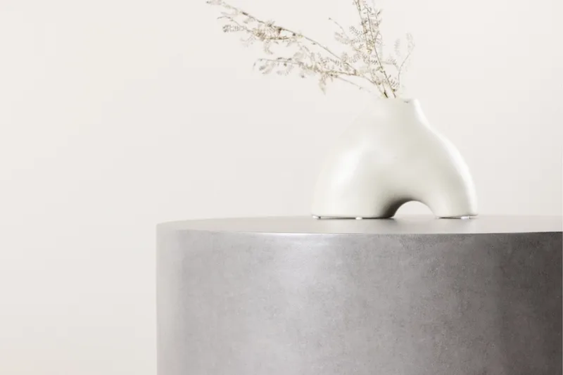 Lissabon Runt Sidobord och BlomUtebord Utomhus 60 cm - Grå - Utemöbler - Trädgårdsbord & Utebord - Sidobord utomhus