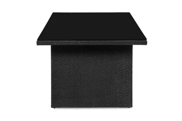Majestic Matbord Utomhus 210x100 cm – Utebord i konstrotting med bordsskiva i Glas för Trädgård och Altan - Svart - Utemöbler - Trädgårdsbord & Utebord - Matbord ute