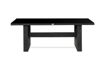 Majestic Matbord Utomhus 210x100 cm – Utebord i konstrotting med bordsskiva i Glas för Trädgård och Altan - Svart - Utemöbler - Trädgårdsbord & Utebord - Matbord ute