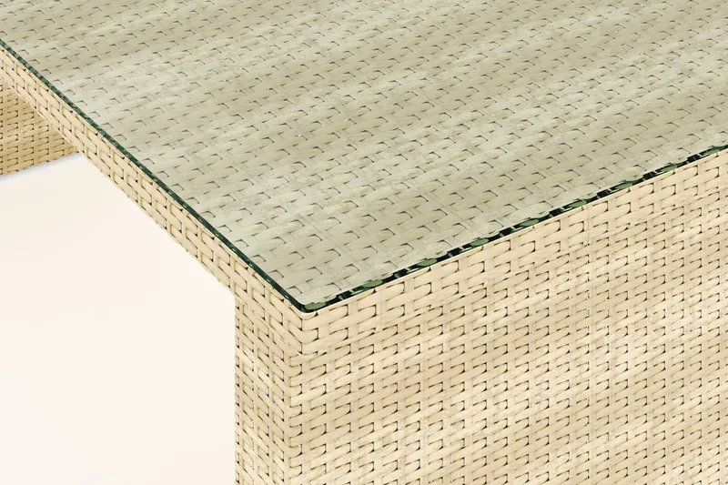 Majestic Rektangulärt Matbord Utomhus i konstrotting 210x100 cm med glasskiva - Beige / Transparent / Grå - Utemöbler - Trädgårdsbord & Utebord - Matbord ute