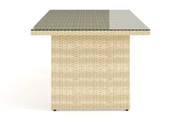 Majestic Rektangulärt Matbord Utomhus i konstrotting 210x100 cm med glasskiva - Beige / Transparent / Grå - Utemöbler - Trädgårdsbord & Utebord - Matbord ute