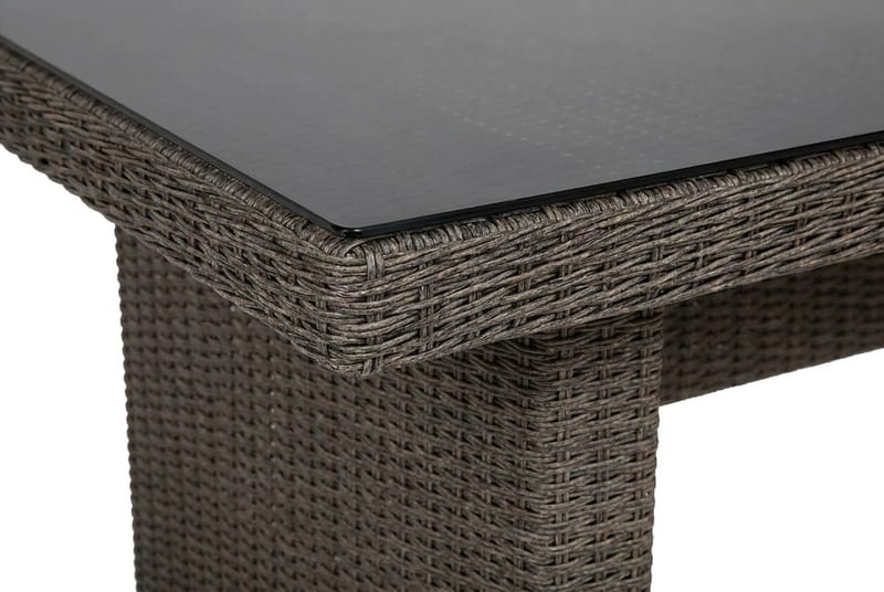 Marcus Rektangulärt Matbord utomhus 160x90 cm i konstrotting med glasskiva - Grå - Utemöbler - Trädgårdsbord & Utebord - Matbord ute