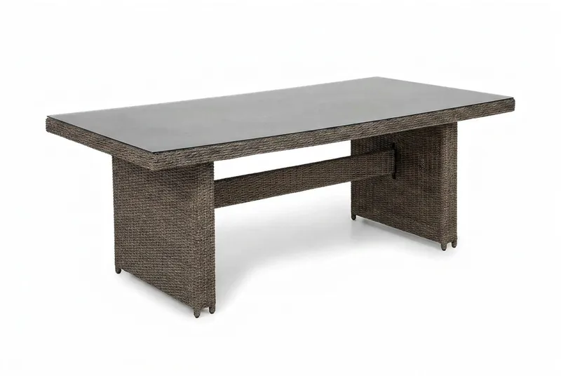 Marcus Rektangulärt Matbord utomhus 160x90 cm i konstrotting med glasskiva - Grå - Utemöbler - Trädgårdsbord & Utebord - Matbord ute