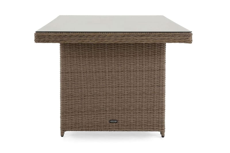 Marcus Rektangulärt Matbord utomhus 160x90 cm i konstrotting med glasskiva - Natur / Beige - Utemöbler - Trädgårdsbord & Utebord - Matbord ute