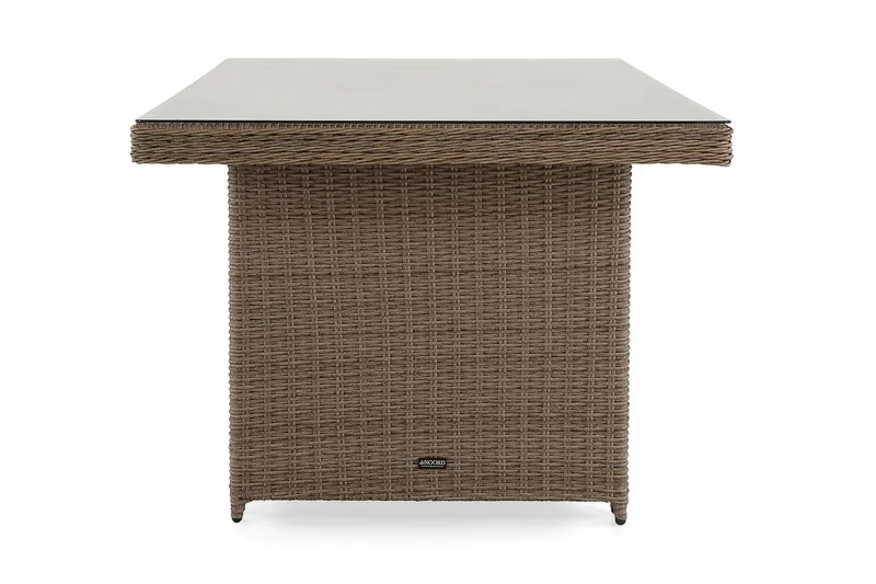 Marcus Stort Matbord Utomhus 200x100 cm – Utebord i konstrotting med glasskiva för Uteplats och Trädgård - Natur Trä - Utemöbler - Trädgårdsbord & Utebord - Matbord ute