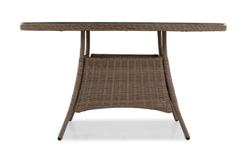 Marcus Stort Runt Matbord Utomhus 140 cm – Utebord i konstrotting med glasskiva för Uteplats och Trädgård - Natur Brun - Utemöbler - Trädgårdsbord & Utebord - Matbord ute