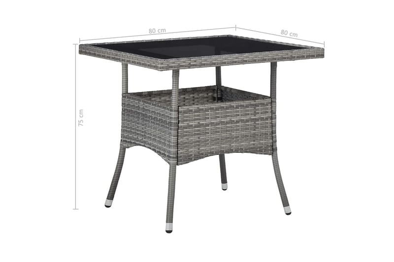 Matbord för trädgård grå konstrotting och glas - Grå - Matbord ute