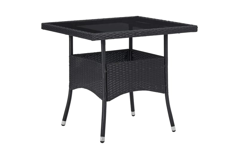 Matbord för trädgård svart konstrotting och glas - Svart - Cafebord