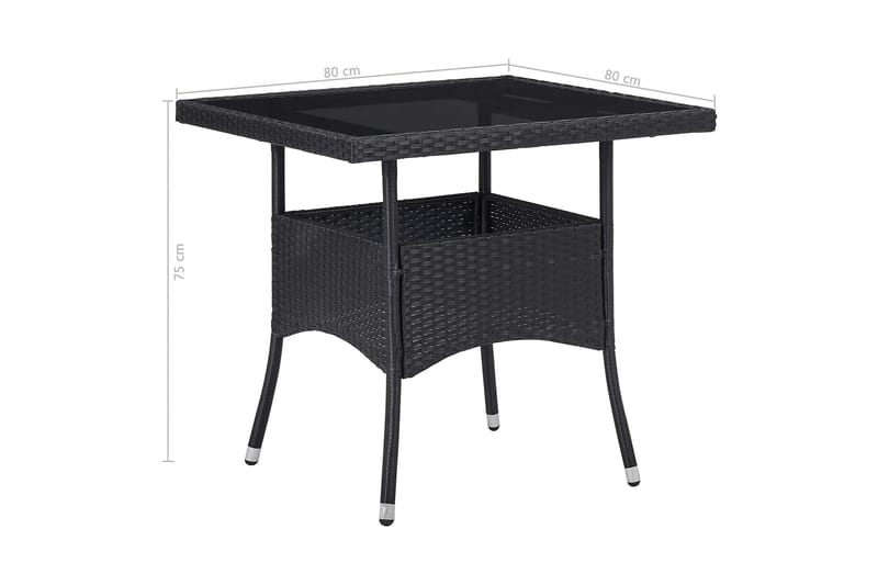 Matbord för trädgård svart konstrotting och glas - Svart - Cafebord
