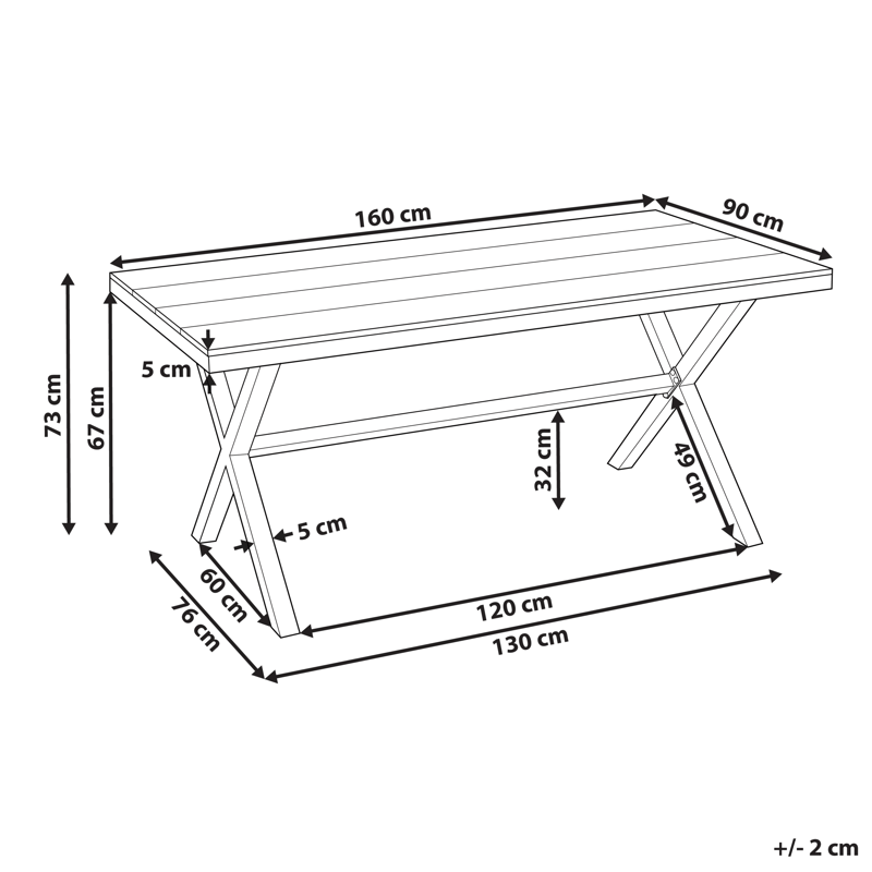 Matbord Tiano 160 cm - Brun - Utemöbler - Trädgårdsbord & Utebord - Matbord ute