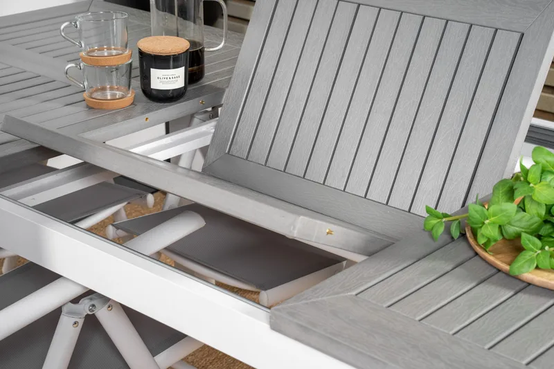 Albany Matbord Utomhus 152-210 cm - Grå/Vit - Utemöbler - Trädgårdsbord & Utebord - Matbord ute