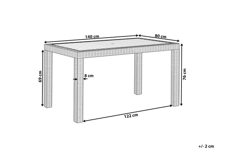 BALDON Trädgårdsbord 140x80 cm Grå - Matbord ute