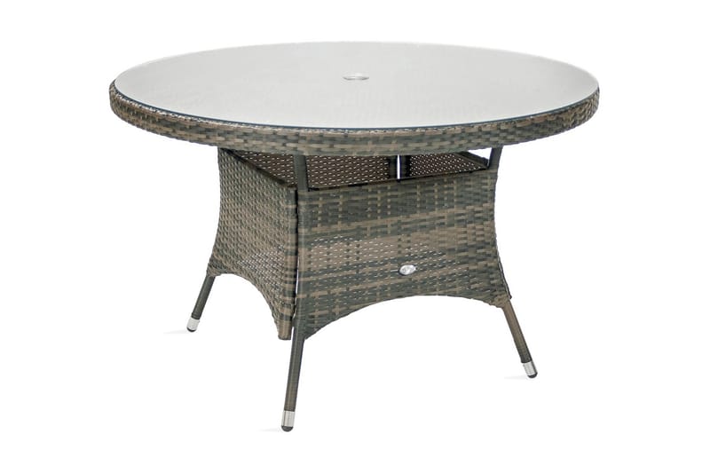 Bord GENEVA D120xH76cm klart glas aluminiumram - Matbord ute