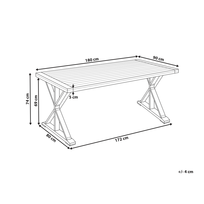 Matbord utomhus Calabritto 90 cm 180 cm Akaciaträ - Brun - Utemöbler - Trädgårdsbord & Utebord - Matbord ute