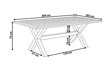 Cascais Trädgårdsbord 200 cm - Grå - Utemöbler - Trädgårdsbord & Utebord - Matbord ute
