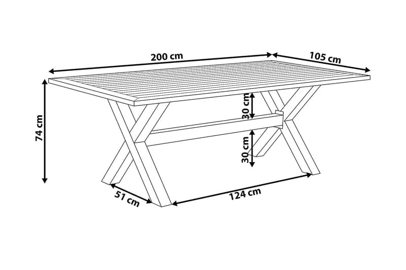 Cascais Trädgårdsbord 200 cm - Grå - Utemöbler - Trädgårdsbord & Utebord - Matbord ute