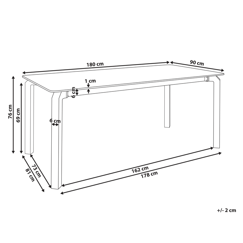 Matbord utomhus Feletto 90x180 cm Sten - Svart - Utemöbler - Trädgårdsbord & Utebord - Matbord ute