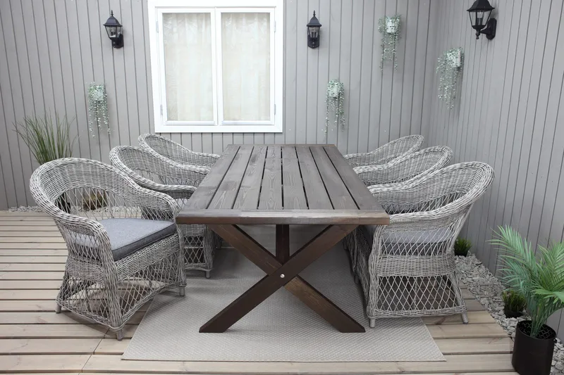 Hains Fasta Matbord Utomhus 220 cm - Brun - Utemöbler - Trädgårdsbord & Utebord - Matbord ute