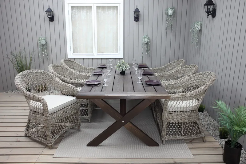 Hains Fasta Matbord Utomhus 220 cm - Brun - Utemöbler - Trädgårdsbord & Utebord - Matbord ute