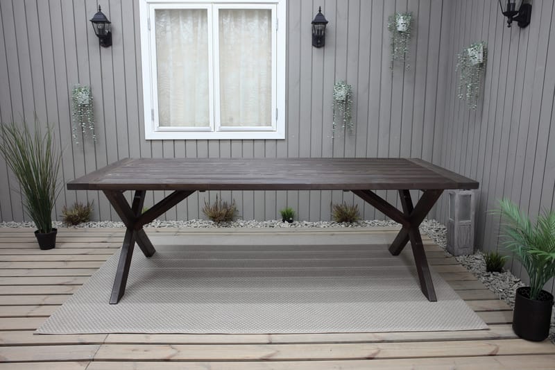 HAINS Fasta Matbord Utomhus 220 cm Brun - Utemöbler - Trädgårdsbord & Utebord - Matbord ute