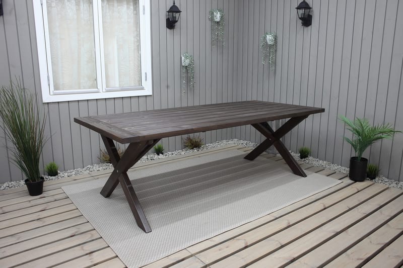 HAINS Fasta Matbord Utomhus 220 cm Brun - Utemöbler - Trädgårdsbord & Utebord - Matbord ute