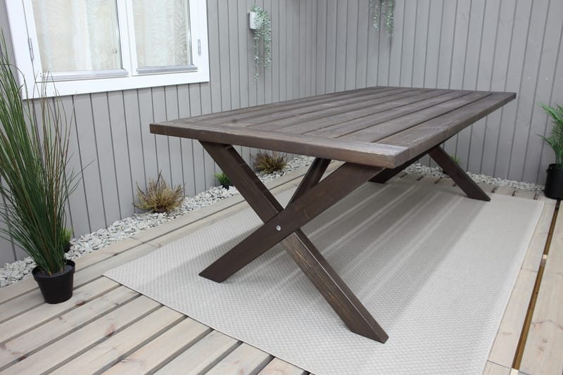 HAINS Fasta Matbord Utomhus 220 cm Brun - Utemöbler - Trädgårdsbord & Utebord - Matbord ute