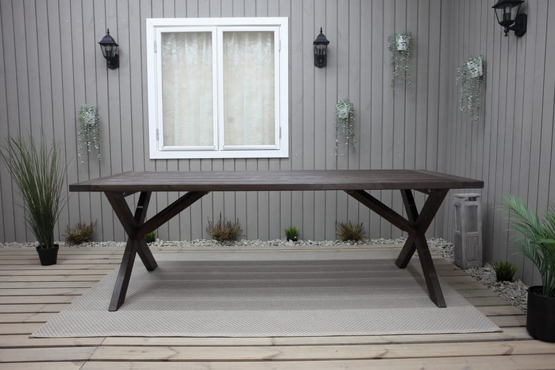 HAINS Fasta Matbord Utomhus 220 cm Brun - Utemöbler - Trädgårdsbord & Utebord - Matbord ute