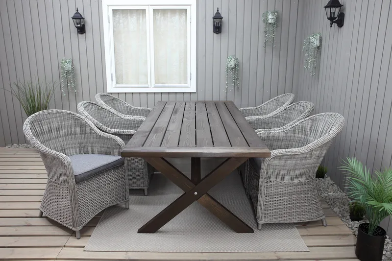 Hains Fasta Matbord Utomhus 220 cm - Brun - Utemöbler - Trädgårdsbord & Utebord - Matbord ute