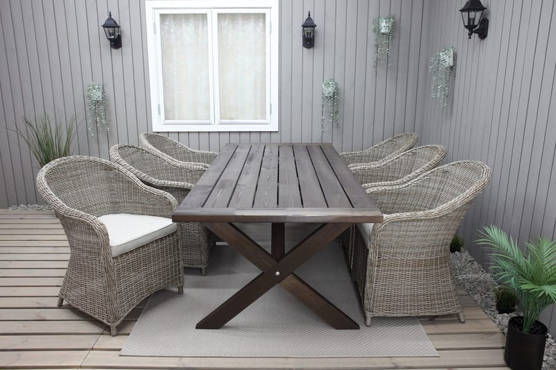 Hains Fasta Matbord Utomhus 220 cm - Brun - Utemöbler - Trädgårdsbord & Utebord - Matbord ute