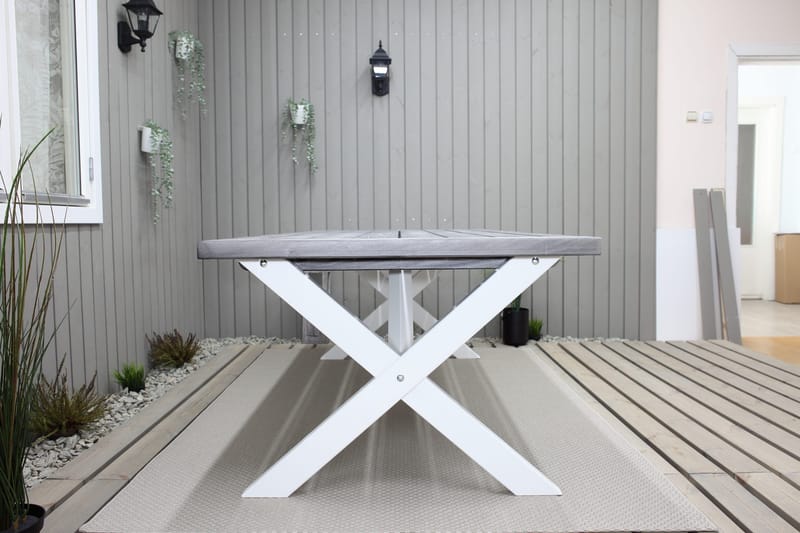 Hains Fasta Matbord Utomhus 220 cm - Svart/Grå/Vit - Utemöbler - Trädgårdsbord & Utebord - Matbord ute