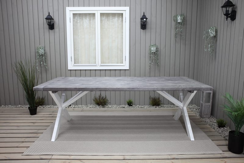 Hains Fasta Matbord Utomhus 220 cm - Svart/Grå/Vit - Utemöbler - Trädgårdsbord & Utebord - Matbord ute