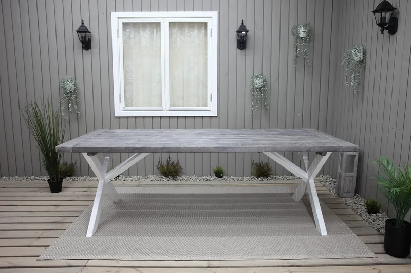 Hains Fasta Matbord Utomhus 220 cm - Svart/Grå/Vit - Utemöbler - Trädgårdsbord & Utebord - Matbord ute