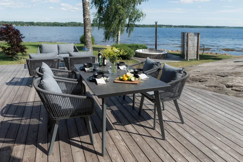 Hillerstorp Hunneslätt Utebord 90X150 Cm - Svart|Grå - Utemöbler - Trädgårdsbord & Utebord - Matbord ute