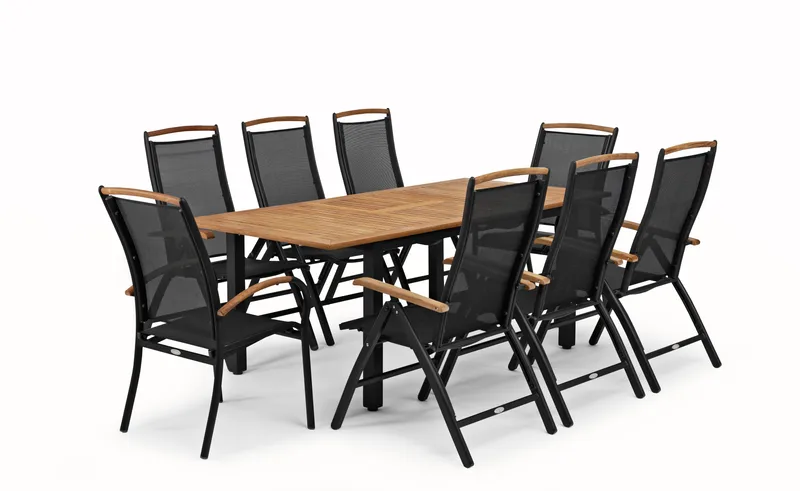 Hillerstorp  Nydala Utebord 150-200 - Svart/Teak - Utemöbler - Trädgårdsbord & Utebord - Matbord ute