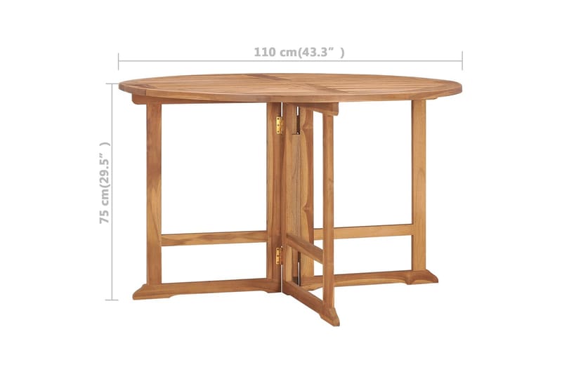 Hopfällbart matbord för trädgården 110x75 cm massiv teak - Brun - Matbord ute