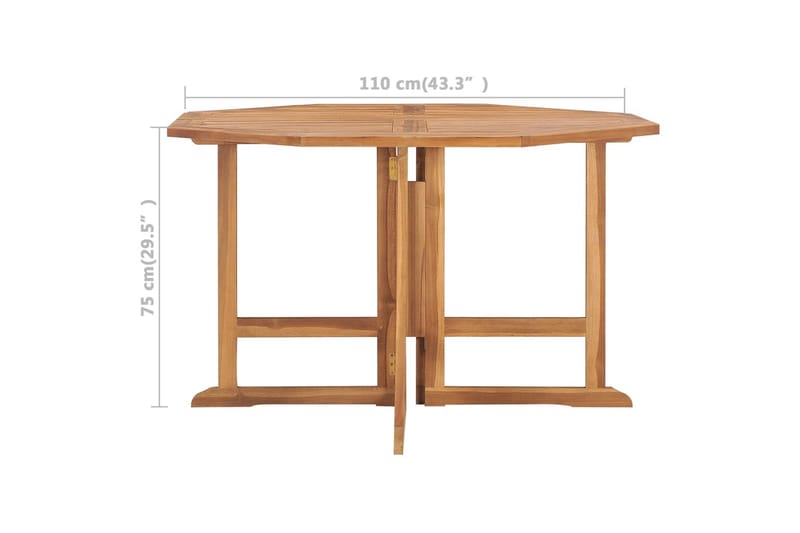 Hopfällbart Matbord Utomhus för trädgården 110x110x75 cm massiv teak - Brun - Utemöbler - Trädgårdsbord & Utebord - Matbord ute