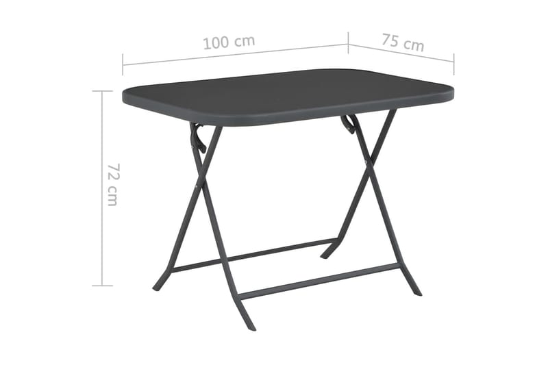 Hopfällbart trädgårdsbord 100x75x72 cm glas och stål - Grå - Matbord ute