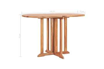Hopfällbart Trädgårdsbord 120x70x75 cm massiv teak - Brun - Utemöbler - Trädgårdsbord & Utebord - Matbord ute